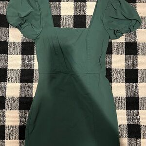 Trixxi Forest Green Puff Sleeve Dress